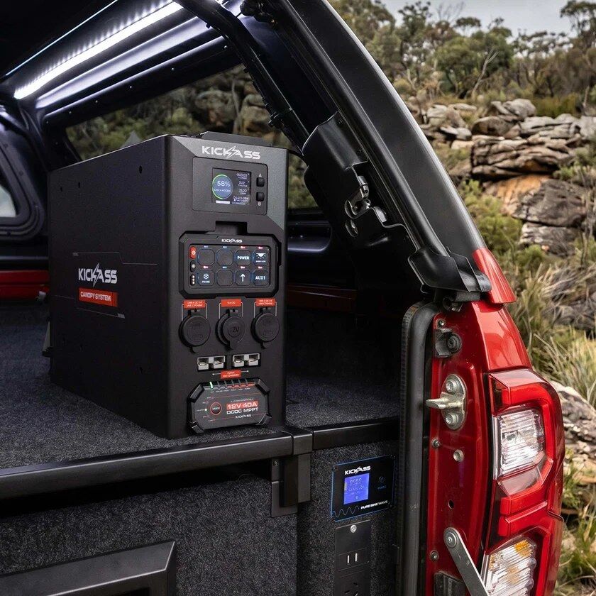 KickAss wireless canopy power system installed in a 4WD touring setup